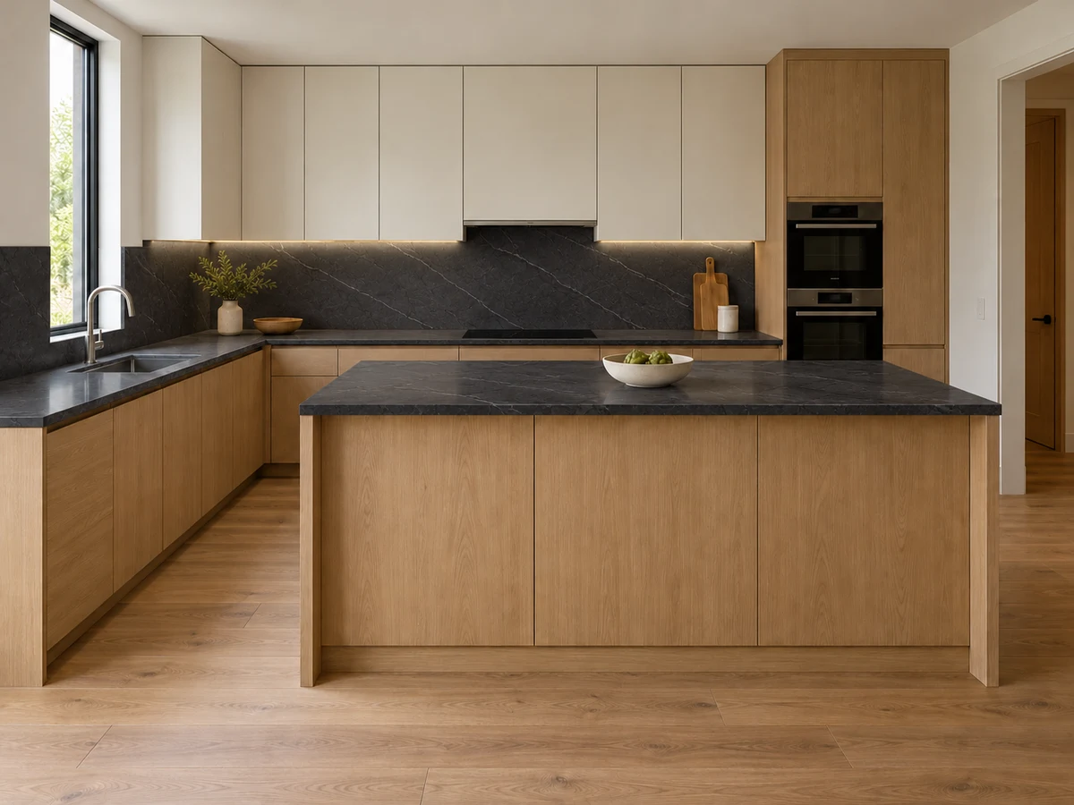 Oak & dark stone